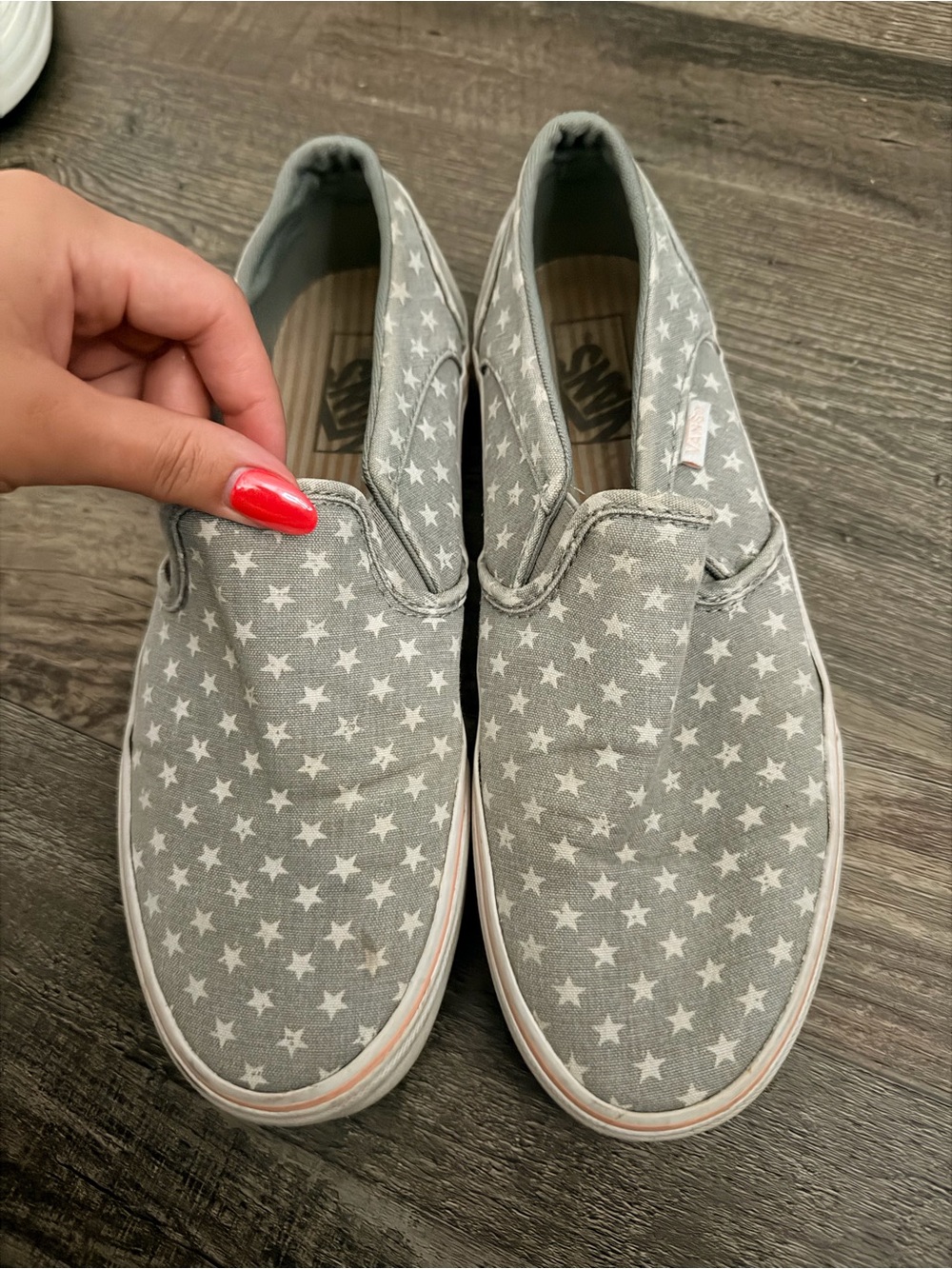 Vans Gray Canvas Slip-On with White Star Print